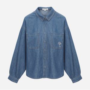 포켓 자수 데님 블라우스_T242ABL134W