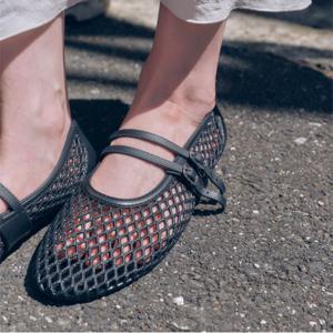 [최초가 49,000원] 카멜레 네트젤리 플랫 Black 1cm