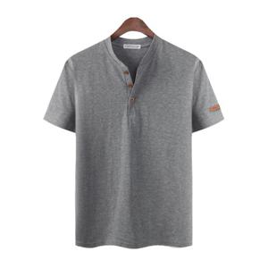 빅사이즈 2XL 3XL 남성 가죽와펜 헨리넥 반팔 티셔츠 NR553T
