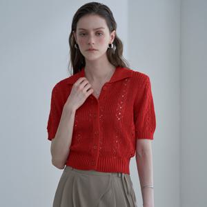 공식몰 [정상가 79,000원] 스카시 카라 반팔 니트 가디건  LM08KN102L