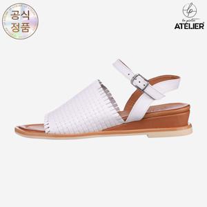 [최초가199000][245~255사이즈]  소가죽 4cm 위빙 웨지 샌들 R223SE01WH