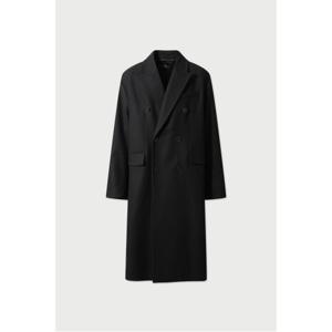 [최초판매가 1,590,000원] DUOSPE 캐시미어 블랜드 피크드 카라 더블 롱 코트_IRCAA24007BKX