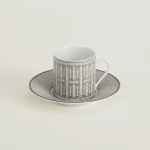 모자이크플래티넘 커피 컵 & 소서 2P 세트 Hermes Mosaique Platinum Coffee Cup Set