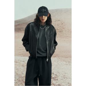 OKANSPE 램스킨 레더 숏 블루종 점퍼_IRUDS24004BKX