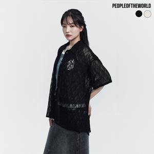 [수정샵]  시어 레이스 하프 셔츠