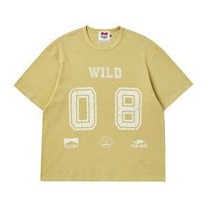[최초가 69,000원] [COLLECTION LINE] 빈티지 디테일 워시드 와플 코튼 데미지 반팔 티셔츠 머스타드