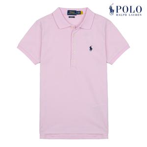 [POLO RALPH LAUREN] 폴로 랄프로렌 여성 슬림핏 스트레치 반팔 카라티 핑크 [5 버튼]