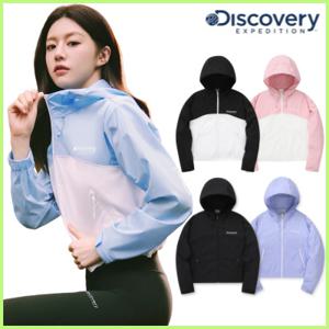 디스커버리 여성 컬러블럭 크롭 바람막이 DWWJ96043