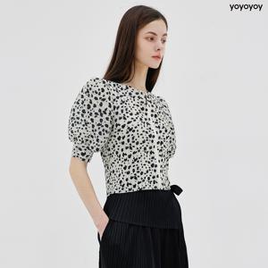 yoyoyoy [여성][최초가 155000원]레오파드 프린트 퍼프 플리츠 블라우스_아이보리-AJ04WNPBL03IV1