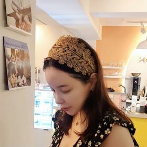 플라워 레이스 헤어밴드 9cm 넓은머리띠 헤어라인커버 넓은헤어밴드 40대여성 러블리 소품샵