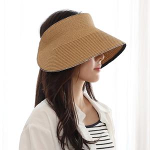 미코아 여름 챙넓은 지사 라탄 밀짚 돌돌이 밴딩 썬캡 모자