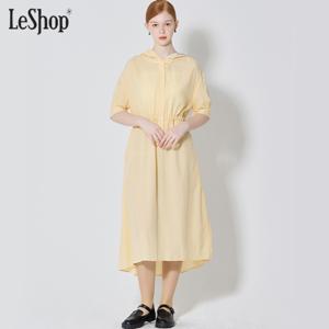 [르샵] 허리스트링 자수후드 반팔원피스