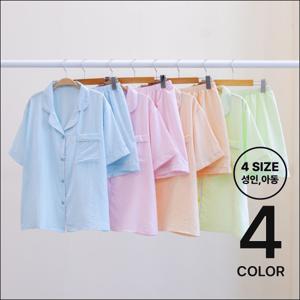 [브리치] 미즈큐즈 / 맘 아동 커플 여름 스트라이프 지지미 시어서커 잠옷세트 (4color) 4사이즈
