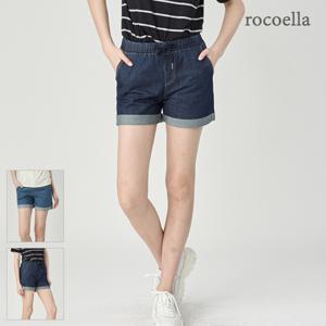 브리슨 풀스트링 롤업 스판 여성 3부 데님 팬츠
