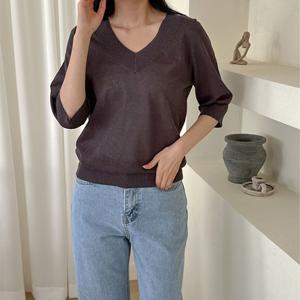 [최초가 39,900원]클레르 시스루 브이넥 썸머 니트