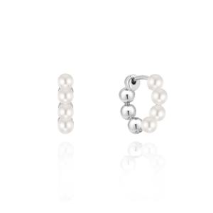 [GB] 크림화이트 진주 볼 원터치 실버 귀걸이 LLES25246S