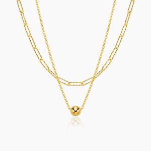 24K 클립 골드볼 두줄 목걸이 7.5g