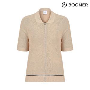[보그너] 여성 에리형 반팔 풀집업 가디건 BEIGE