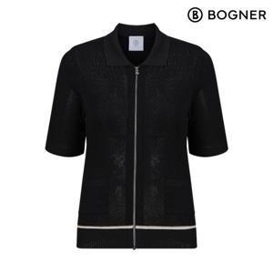 [보그너] 여성 에리형 반팔 풀집업 가디건 BLACK