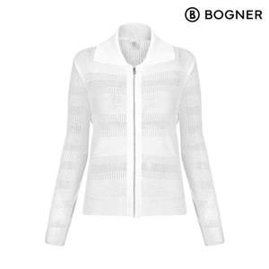 [보그너] 여성 에리형 스카시 조직 긴팔 가디건 WHITE