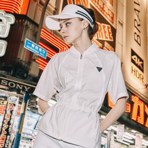 [비노출] 챌린저 메쉬 우븐믹스 여성 중힙기장 반팔 자켓 화이트_CHD2WJK0602WH
