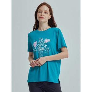 [하프클럽/올리비아하슬러]씨그린 썸머쿨링소재 라운드넥 플라워 티셔츠 OHCMTS903
