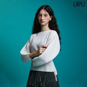 [최초가 159000원] 보트넥 오간자 테이프 플리츠 티셔츠_LPTSF124006