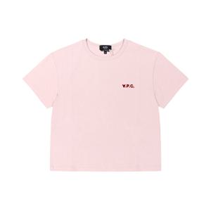 아페쎄 COHBQ F26390 FLG ROSE POUDRE/BORDEAUX VPC 박시 쁘띠 크롭 여성 반팔티