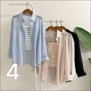 [브리치]  /  SET상품  여성용 단가라 끈나시 + 시스루 셔츠 세트 4color
