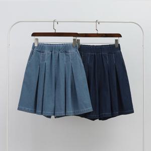 [브리치] 미즈큐즈 / 밴딩 핀턱 주름 데님 치마바지 청반바지 빅사이즈 2color