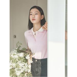 [25SS][B. my] 피케 조직 T칼라 니트  라이트핑크 (BF5451N02Y)