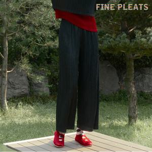 [FINE PLEATS] 피네 플리츠 스티치 베이직 롱 팬츠 블랙
