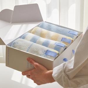 [선물포장] 프리미엄 코마사 40수 항균 고중량 호텔타월 200g-디자인 4P 세트