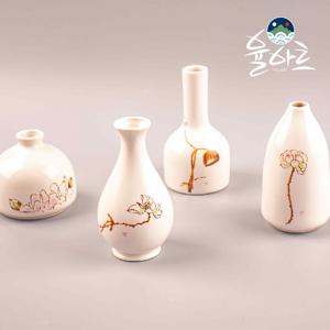 연화도 꽃병 도자기 화병 화분 민화 인테리어 백자 오브제 꽃꽂이 미니 빈티지 소품 예쁜화병 꽃병 도자기화병
