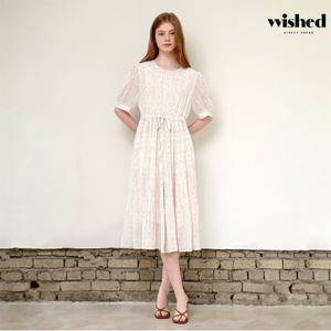 정상가:79000원ㅣ페미닌 백 버튼 플라워 스트랩 롱 반팔 원피스 (WICBOP041)