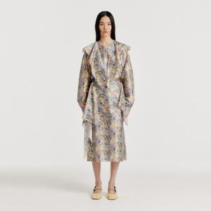 [정상가 : 598000원] YOVEL Midi Skirt with Scarf - Cream/Blue Multi