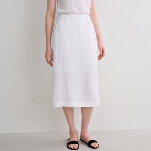 linen midi skirt (white)