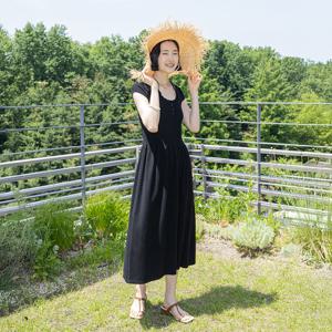 LS_V neck sleeveless dress_BLACK