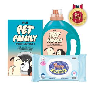 피지 펫패밀리 액체세제 겸용 용기 2.2L+세탁조 클리너 200g 2포 +강아지 발씻자티슈 80p