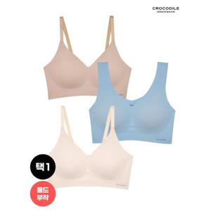 [하프클럽/크로커다일 이너웨어]뉴 라이크라 쉘론 몰드부착 V넥/스트랍 감탄브라 1종 택1