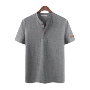 빅사이즈 2XL 3XL 남성 가죽와펜 헨리넥 반팔 티셔츠 NR553T