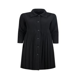 [최초가 370,000원]  A라인 플리츠 카라 누빔 코트 블랙_YG11WNPPD01BK1