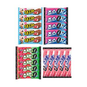 돼지바저당x5개+0칼로리3종(스크류바x5개+죠스바x5개+수박바x5개)