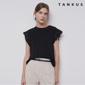 정상가:59,000원 ㅣ 플라워 레이스 소매 반팔 티셔츠 (TX2TS038L0)