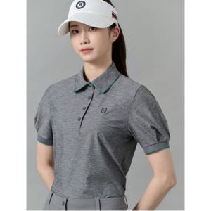 여성 멜란지 칼라 반팔 티셔츠  그레이 (BJ5342A113)