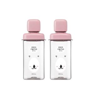 코멕스 네모물병 어린이물통 430ml 핑크곰 x 2개
