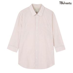 남성 7부 코튼린넨 루즈핏 스트라이프 셔츠(T202SH200P)