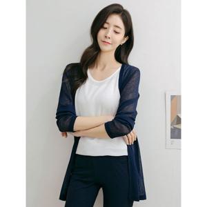 [하프클럽/드리다]드리다 여름 가벼운 기본 쿨 긴팔 아이스 얇은 시스루 썸머 사무실용 흰색 가디건 40-50대여성 엄마옷 중년