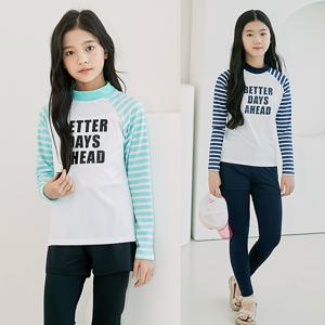 베러 단가라 주니어 초등 여아 래쉬가드 수영복 세트 초등학생 옷