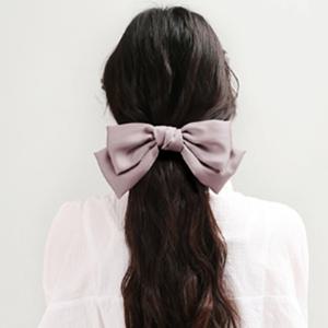 빅사이즈 리본 자동 헤어핀 퍼플 삔 비비드 반묶음 실크 반묶음 삔 반머리 왕 고급 대형